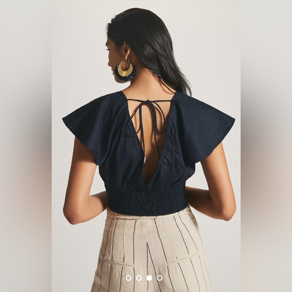 NWT Anthropologie Twist-Front Flutter-Sleeve Blouse, Size XXS - Picture 3 of 14